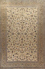 Vintage Ivory Wool Handmade Floral Kashaan Palace size Rug 11x16 Living Room Rug