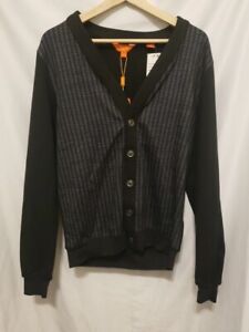 TALLIA Sport Cardigan Men Small Black Gray Button Down V-Neck Knit