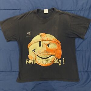Vintage 1998 WWF Mankind “Have A Nice Day” Smiley Black T-Shirt Men’s Size Large