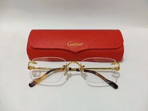 Cartier Glasses C Decor Gold Frame Rimless Designer Clear Lens Unisex Eyewear