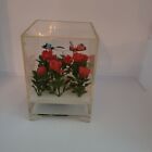 Vintage Acrylic Lucite Music Cube Box w/ Flowers & Spinning Butterfly 5 1/2