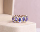 14k Rose Gold 6.00 Ct Violetish Blue Tanzanite Ring with Natural Diamonds