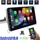 Single 1 DIN Rotatable 10.1'' Android 13 Touch Screen Car Stereo Radio GPS Wifi