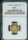 New Listing1989-W $5 GOLD COMMEMORATIVE 1/4 Oz. CONGRESS NGC MS70 MS-70  BEAUTIFUL