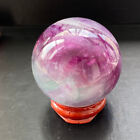 240G Natural Fluorite ball Colorful Quartz Crystal Gemstone Healing + Stand