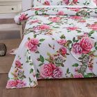 DaDa Bedding Romantic Roses Garden Spring Pink Floral Flat Top Sheet Cover Only