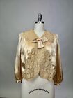 Antique Edwardian Cream Ivory Silk and Lace Blouse Bolero with Silk Bow AS IS