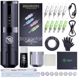 Dragonhawk Wireless Power Supply Tattoo Machine Motor Pen Ink Cartridge Needles