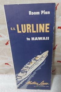 1956 S.S. Lurline to Hawaii Matson Lines Room Plan Brochure
