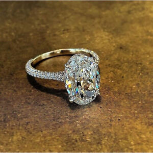 925 Sterling Silver Rings Shiny AAA Zircon Ring Women Wedding Jewelry Size 6-10