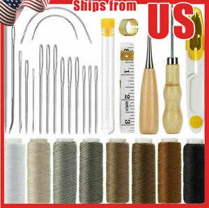 29Pcs Leather Waxed Thread Stitching Needles Awl Hand Kit for DIY Sewing Craft