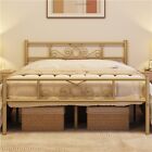 Queen Metal Bed Frame Platform Bed with Headboard and Footboard Antique Gold