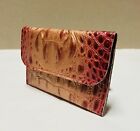 Raviani Wallet In Red & Gold  Embossed  Crocodile Leather Made In USA