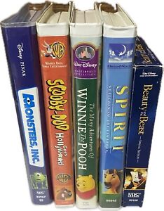 5x LOT of Kids Movies VHS Tapes Disney Monsters Inc Winnie Pooh Beauty & Beast