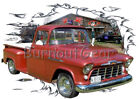 1956 Red Chevy Pickup Truck a Custom Hot Rod Garage T-Shirt 56 Muscle Car Tees