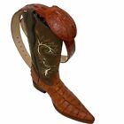 Men's Cowboy Crocodile Print Leather Western Snip Toe Boots With Matching Belt
