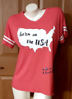 Hobby Lobby V-Neck Red Baseball Shirt Short Sleeve Misses Size L