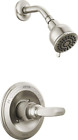 Brushed Nickel Shower Faucet Set with 2-Spray Brushed Nickel Shower Head