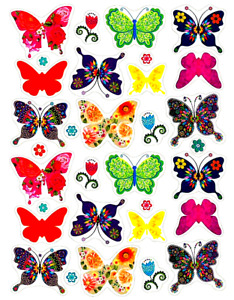 GORGEOUS FLORAL BUTTERFLY STICKERS USA MADE #2 FAST USA SHIPPING!  Full Sheet