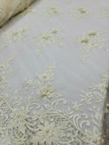Ivory Bridal Lace 3d Floral Fabric By The Yard Wedding Gown Embroidery Lace