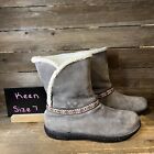 Womens Keen Galena Gray Nubuck Leather Lined Winter Snow Boots Size 7 M GUC