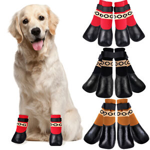 4pcs Pet Dog Shoes Anti-slip Boots Socks for Medium Large Puppy Dog Waterproof