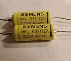 (2) Siemens Capacitor Condensor 0.22uf 630V MKL Fr 45A 2A3H VT52 300B 50 VT25 SE