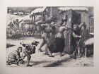 Antique Etching “Winter Song” by Charles W. Cope 1868