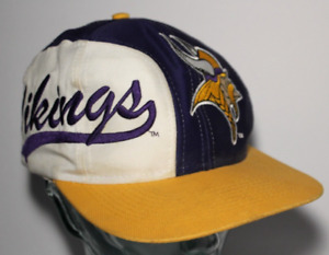 1990s Rare Vintage Minnesota Vikings Hat Logo 7 Snapback Hat Cap ALL OVER PRINT