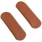 Brown Leather Folding Pocket Knife Slip Pouch Case Holder Set of 2