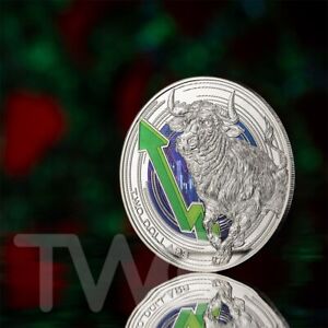 Bull and Bear Markets 1 oz Proof-like Silver Coin 2$ Niue 2023