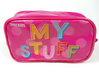 Lip Smackers Vinyl Zip Cosmetic Storage Bag MY STUFF Bright Pink 6 Inch Small