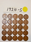 1924-S CENT ROLL SOLID DATE = 25 LINCOLN WHEAT PENNIES (8+ ITEMS SHIP FOR FREE)