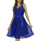 Women Floral Lace Knee-Length Bridesmaid Dress Female Short Swing Party Dress US