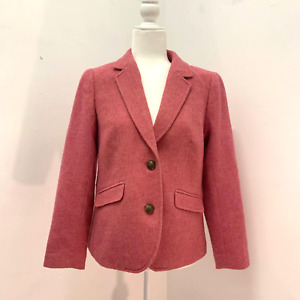 Talbots Aberdeen Wool Blend Blazer Women 10 Pink Herringbone Coat Teacup Lined