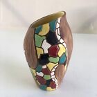 Vintage Keramos Hand Painted Mosaic Israel Ceramic Vase Decor