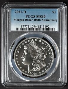 2021-D PCGS MS69 MORGAN Silver $1 Dollar Coin Denver Mint MS69