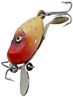 Paw Paw Little Jigger Vintage Wood Fishing Lure Crankbait Red Head White Flash