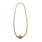 Authentic Chanel Vintage 1970s Gold Metal Long Oval Medallion Necklace