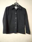 Talbots Button Up Faux Suede Blazer Jacket Black Lined Pockets Stretch Petite S