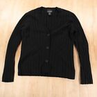 CYNTHIA ROWLEY 100% cashmere ribbed knit cardigan sweater XL black
