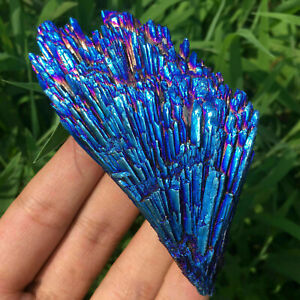 Natural Aura Rainbow Titanium Quartz Crystal Cluster Mineral Specimen Healing