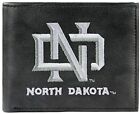 University of North Dakota Fighting Hawks Premium Black Leather Wallet,...