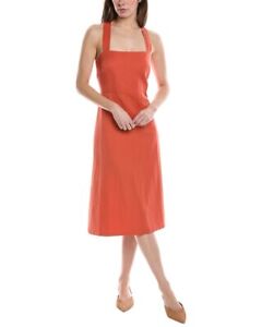 Theory Crossback Linen-Blend Midi Dress Women's