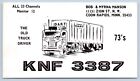 QSL CB Ham Radio Card KNF-3387 Coon Rapids Minnesota MN 18 Wheel Big Rig Graphic