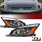 For 2003-2007 Honda Accord Black Crystal Headlights Signal Amber w/LED Tube Bar (For: 2007 Honda Accord)