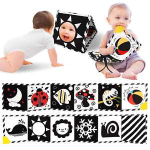 High Contrast Baby Book with Teether, Black and White Baby Toys, 0-6-12 Months B