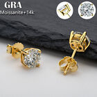 2.0 Ct GRA Moissanite Earrings 14K Solid Yellow Gold Solitaire Earrings  Gifts