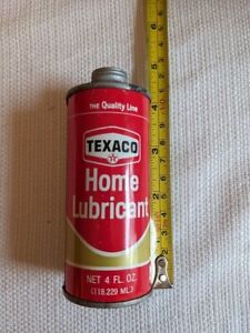 Vintage Texaco Home Lubricant 4 oz Household Oil Tin Can w Spout NEVER OPENED