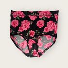 Cacique Comfort Bliss High Waist Brief Panty 18/20 Black Pink Roses Floral